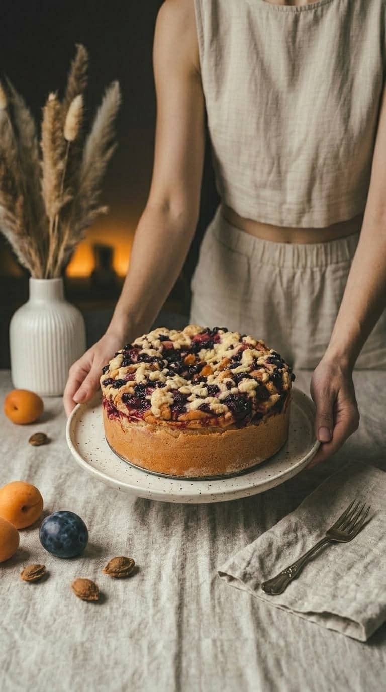 Ciasto drożdżowe z owocami i kruszonką